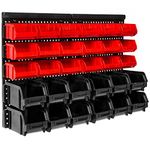 TecTake Storage Bin Kit 31pcs Large Wall Mount Garage Warehouse Tool Rack Board Plastic