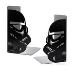 Creative Book Ends, Bookends, Book Ends for Shelves, Non Skid Metal Heavy Duty Bookend for Heavy Books, Book Divider Decorative Holder, Abstract Art Design Book Stopper Supports (Stormtrooper)