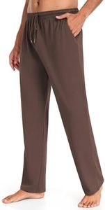 COOFANDY Men's Knit Track Pants Running Jersey Athletic Jogger Straight Leg Pants Brown