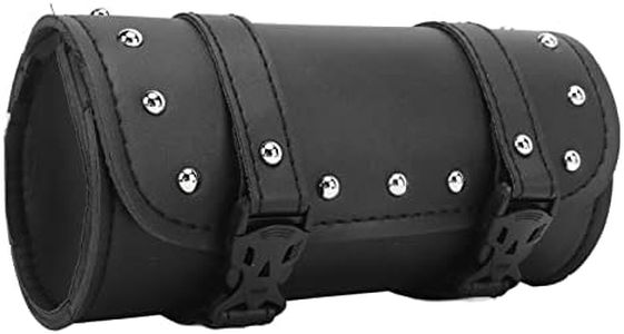 Keenso 1Pcs Motorcycle Tool Bag, 2 Strap Buckle Closure Tool Black PU Leather Fork Bags Multifunctional for Motorbike Electric Car
