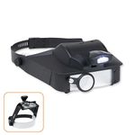 Carson LumiVisor Head Magnifier - Black Head Visor with LED Lighted Magnifier (2x/3x/5x/6x) (LV-10)