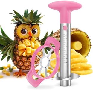 OOKUU Pineapple Corer, Stainless Steel Pineapple Peeler Slicer with Reinforced Thicker Blade, Measure Marked Core Remover, Pink