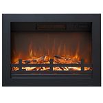 Rodalflame 23.7W x 17.24H inch (Florence 23) Electric Fireplace Insert with Remote Control, 750/1500w, 4 Adjustable Brightness Flames, Overheat Protection, Black