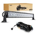 Auxbeam 32 Inch 180W LED Light Bar, 5D Lens Off Road Straight Light Bar, 18000LM Spot Flood Combo Driving Auxiliary Light with Plug & Play DT Wiring Harness Kit