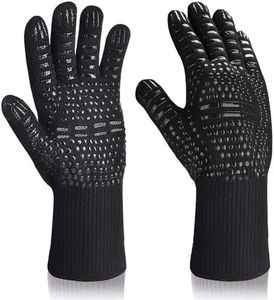 BBQ Gloves 1 Pair, Oven Mitts Extreme Heat Resistant, Heat Proof Grill Gloves, Non-Slip Silicone Barbecue Gloves for Cooking/BBQ/Baking, Waterproof Fireproof Oil Resistant