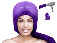 Glow By Daye Bonnet Hood Hair Dryer Attachment- Soft Adjustable Extra Large Hooded Bonnet for Hand Held Hair Dryer with Stretchable Grip and Extended Hose Length (Purple)