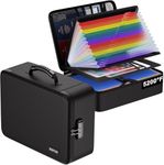 ENGPOW Fireproof Document Box with 5200℉ Heat Insulated,Multi-Layer Waterproof & Fireproof 25 Pockets File Organiser,Large A4 Document Storage Box with Lock