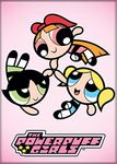 Ata-Boy Powerpuff Girls Blossom, Buttercup, Bubbles in a Circle 2.5" x 3.5" Magnet for Refrigerators and Lockers