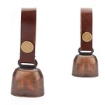 Dog Cat Collar Bell Pet Bells Tracker Noise Maker Anti-Theft Bell with Leather Button Strap(2pcs)