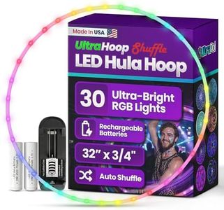 UltraPoi UltraHoop Shuffle LED Hoop – 32” OD x 3/4" HDPE – Smart Auto Color Changing LEDs w/ 100+ Light Patterns – Rechargeable, Collapsible, Beginner to Advanced Glow Flow Toys Hoola Hoops for Raves