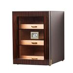 Woodronic Cigar Humidor Cabinet with Digital Hygrometer for 100 to 150 Counts, Spanish Cedar Lined Cigar Box with 3 Larger Drawers and 2 Crystal Gel Humidifiers, Glossy Ebony Finish, Great Gift for Father