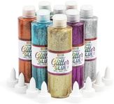 Metallic Art Glue with Glitter Bottles, 8 Colors for Crafts (8 oz, 8 Pack, 16 Caps)