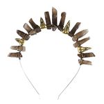 Soulnioi Natural Tea Crystal Headband Bronze Wire Wrap Bronze Raven Irregular Tea Crystal Pillars Crown Headband for Gift of Party Birthday