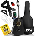 PYLE 36” Classical Acoustic Guitar-3/4 Junior Size 6 Linden Wood Guitar w/Gig Bag, Tuner, Nylon Strings, Picks, Strap, for Beginners, Adults, Right, Midnight Black (PGACLS82BK)