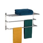 KOKOSIRI 3 Tier Bath Towel Bar 24 Inch Wall Mounting Rack with Towel Bars Towel Shelf with Single Towel Bar Bathroom Ladder, Brushed Steel, B5003BR