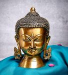 The Advitya Lord Buddha Head Brass Idol Sculpture |Meditating, Tranquil State Gautam Buddh Showpiece Statue for Living Room, Home Decor & Office Table Decor (5 x 3.5 x 8 inches, Wt - 2.48 Kg)