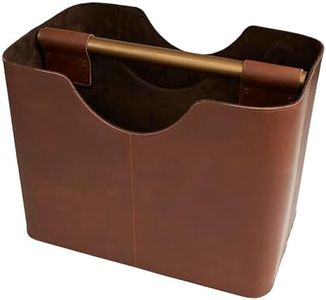 Deco 79 Leather Magazine Holder with Divided Inside, 16" x 10" x 12", Brown