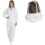 Natural Apiary Apiarist Polycotton Suit Includes 1 x Non-Flammable Fencing Veil Total Body Sting Protection for Professional & Beginner Beekeepers, LR, White