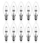 DoRight Halogen Candles Light Bulbs, E14 Halogen 42w Bulb, Warm White 2700K,Screw in Light Bulbs, Dimmable Candle Bulbs,Pack of 10