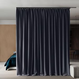 Phating Room Divider Curtains, Blackout Ceiling Theater Curtains with Hook, Floor Extra Wide Theater Curtains for Living Room(1Panel, Navy, W8.3ft x H9ft)