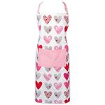 DII Cotton Sweet Heart Women Kitchen Apron with Pocket and Extra Long Tie, Cute Cooking and Baking Apron for Valentine's Day, Mother's Day, Birthday Gifts-Love Collage