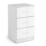 COSTWAY Wooden Chest of Drawers, 3-Drawer Dresser Cabinet, Floor Standing Narrow Storage Cupboard Organiser Unit for Bedroom, Living Room, Closet and Hallway (High Gloss, White)