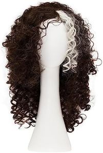 Parrucca riccia lunga marrone con ciocche ondulate ricci strega costume costume parrucca resistente al calore sintetico donne