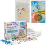 Bright Creations 21 Pieces Set DIY Paint by Numbers Kit for Adults Beginner with Acrylic Paint, Brushes & Hooks, Tree of Life, Owl, 16 x 20 in.