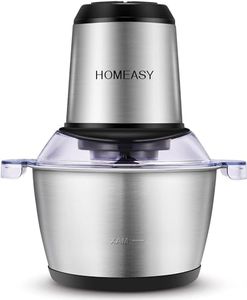 Homeasy Universal Chopper with 2L Stainless Steel Bowl, 350W Electric Multi Chopper with 2 Speed Settings, Meat Grinder with 4 Blades for Meat, Onion, Fruit, Vegetables