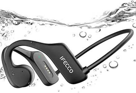 IFECCO Bone Conduction Headphones Swimming, IP68 Waterproof Swimming Headphones Bluetooth 5.3, Wireless Open Ear Underwater Earbuds with 32G MP3 Built-in Mic for Sport Running Swiming
