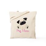 CafePress Pug Mom Tote Bag Natural Canvas Tote Bag, Reusable Shopping Bag