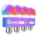 Govee Smart Light Bulbs, Color Changing Light Bulb, Matter Bulb Work with Alexa and Google Assistant, 16 Million Colors RGBWW, WiFi & Bluetooth LED Light Bulbs, Music Sync, A19, 800 Lumens, 4 Pack
