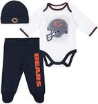 Gerber NFL Chicago Bears 3 Pack Bodysuit Footed Pant and Cap Registry Gift Set, Navy/White Chicago Bears, 0-3M