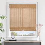 EVOZEN No Drill Custom Cordless Bamboo Blinds, Bamboo Roman Blinds Shades for Indoor Windows, Light Filtering, Easy to Install for Home & Patio