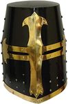 Chainmail Hub TEMPLAR KNIGHT CRUSADER ARMOUR HELMET-WITH-BLACK & BRASS DESIGN HELMET