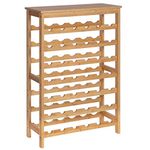 SONGMICS 42-Bottle Wine Rack Free Standing Floor, 7-Tier Display Wine Storage Shelves with Table Top, Bamboo Wobble-Free Bottle Holder for Kitchen Bar Dining Room Living Room, Natural UKWR27NL