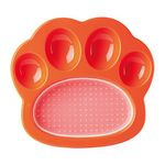 PetDreamHouse Paw 2-In-1 Mini Slow Feeder Dog Bowl & Lick Mat, Fun and Unique Paw-Shaped Slow Feeding Dish with an Interchangeable Paw Lick Pad-Orange