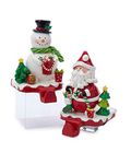 Kurt Adler Claydough Santa & Snowman Stocking Hangers with Felt Bottom (Set of 2)