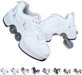 CHSSIH Roller Skates for Women Outdoor, Parkour Shoes With Wheels, Retractable Quad Rollers for Adults/Kids, Unisex Skating Recreation Sneakers, White-8.5US