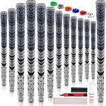 SAPLIZE Golf Grips 13 Piece with Complete Regripping Kit, Standard Size, Cord Rubber, Hybrid Golf Club Grips, Gray