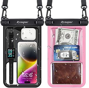 Rynapac 2 Pack Waterproof Phone Pouch - 10in Waterproof Phone Case with Lanyard, IPX8 Cell Phone Dry Bag Beach Cruise Ship Essentials for iPhone 17 16 15 Pro Max, Galaxy S25 S24 Ultra