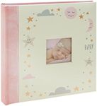 Kenro Sun, Moon & Stars Series Pink Baby Photo Album for 200 Photographs 6x4 Inch / 10x15cm with Slip-in Pages and Memo Space - KB701PK