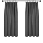 Deconovo Solid Pencil Pleat Curtains Thermal Insulated Tape Top Blackout Curtains for Bedroom 66 x 54 Dark Grey Two Panels