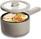 COOK WITH COLOR Electric Hot Pot, 1.6L, 700W, Ceramic Non-Stick Mini Cooker, Dual Voltage with Safety Thermal Cut-Out, Ideal for Rice, Noodles, Soup, Dorms, Colleges, Apartments, Goat/Mink