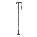 BIOS Living Premium Folding Cane, 360 degree Pivoting Base, Derby Style Handle with Strap, 300 lbs/136 kgs, Lightweight Aluminum, Non Slip Rubber Foot, Adjustable Height 32.5-39"