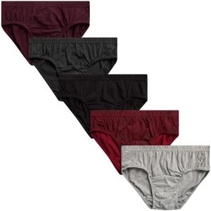 Van Heusen Low Rise Mens Briefs -5 Pack Tag Free Soft Cotton Stretch Underwear with Supportive Contour Pouch,Medium, Black/Red/Light Grey/Charcoal Grey
