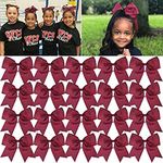 CEELGON 20 PCS 8" Large Cheer Bows Maroon Ponytail Holder Girls Elastic Hair Ties Hair Accessories for Teens Women Girls Softball Competition Sports Cheerleaders