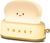 Starnearby Toast Bread LED Night Lamp, Cute Desk Decor Toaster Light Rechargeable with Timer, Creative Design Portable Bedroom Bedside Table Lamp for Baby Kids Girls Teens Teenages, Yellow