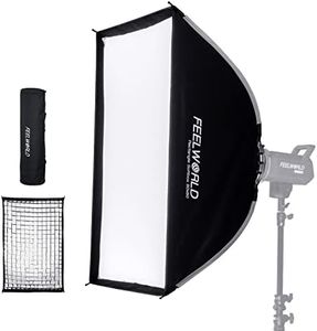 FEELWORLD FSR90 Rectangular Softbox, 60x90cm Rectangle for FEELWORLD FL125D FL125B FL225D FL225B and Other Bowens Mount Video Studio Light, for Live Streaming, Videography, Photography