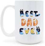 Marlpoly Best Dad Ever Cartoon Dog Mug - Ideal Gift for Dad, Coffee Mug for Father's Day, Birthday, Christmas, 15 Oz